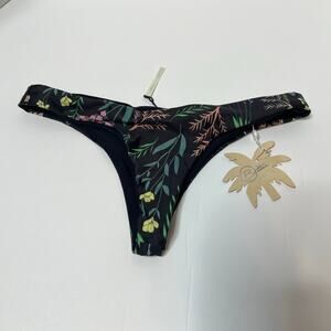 NEW Bettinis Swimwear Swim Bikini Bottoms Floral Black Reversible Size Large